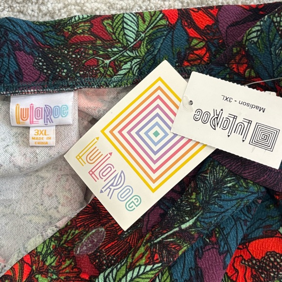 NWT Lularoe Madison Skirt Size 3XL Elastic Waist Dark Floral Print Pocket A-Line - Picture 3 of 10